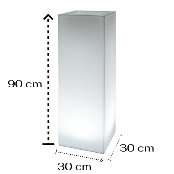 Preview: Pflanzgefäß „Kube Tower“ 30 × 30 × 90 cm beleuchtet