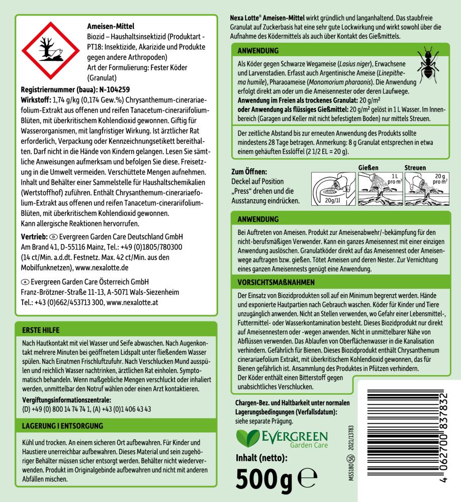 Nexa Lotte Ameisen-Mittel Streumittel 500 g