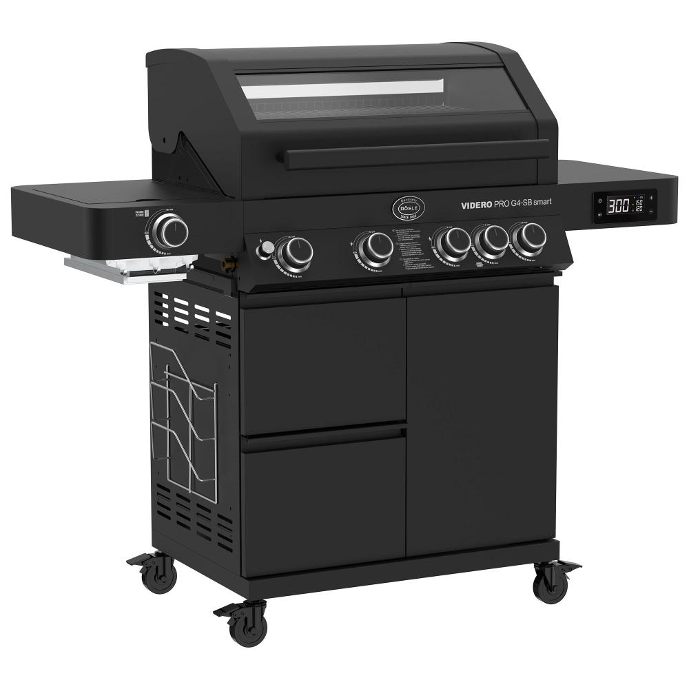 Gasgrill Rösle VIDERO PRO G4-SB smart Vario+ 50mbar + GRATIS Grillzange
