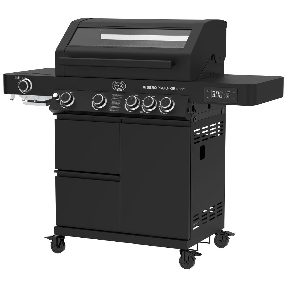Gasgrill Rösle VIDERO PRO G4-SB smart Vario+ 50mbar + GRATIS Grillzange