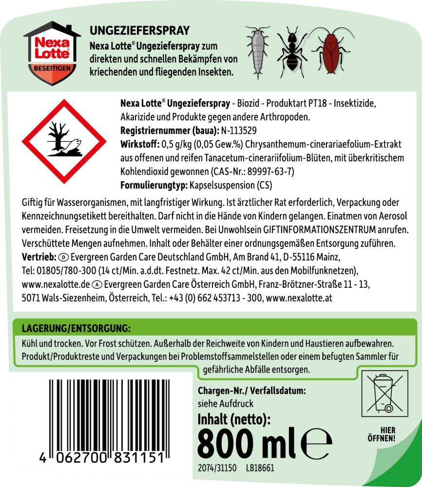 Nexa Lotte Ungeziefer-Spray 750 ml