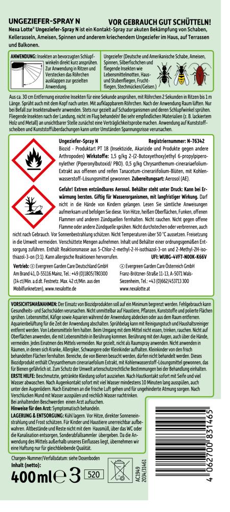Nexa Lotte Ungeziefer-Spray N 400 ml