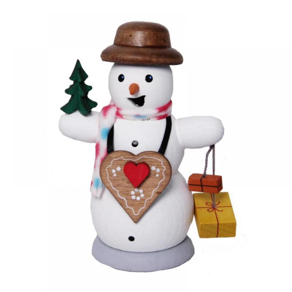 Kuhnert Räucherfigur Schneemann mit Lebkuchenherz (13 cm)