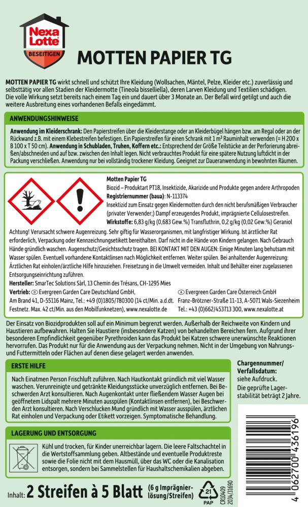 Nexa Lotte Mottenschutz Papier TG