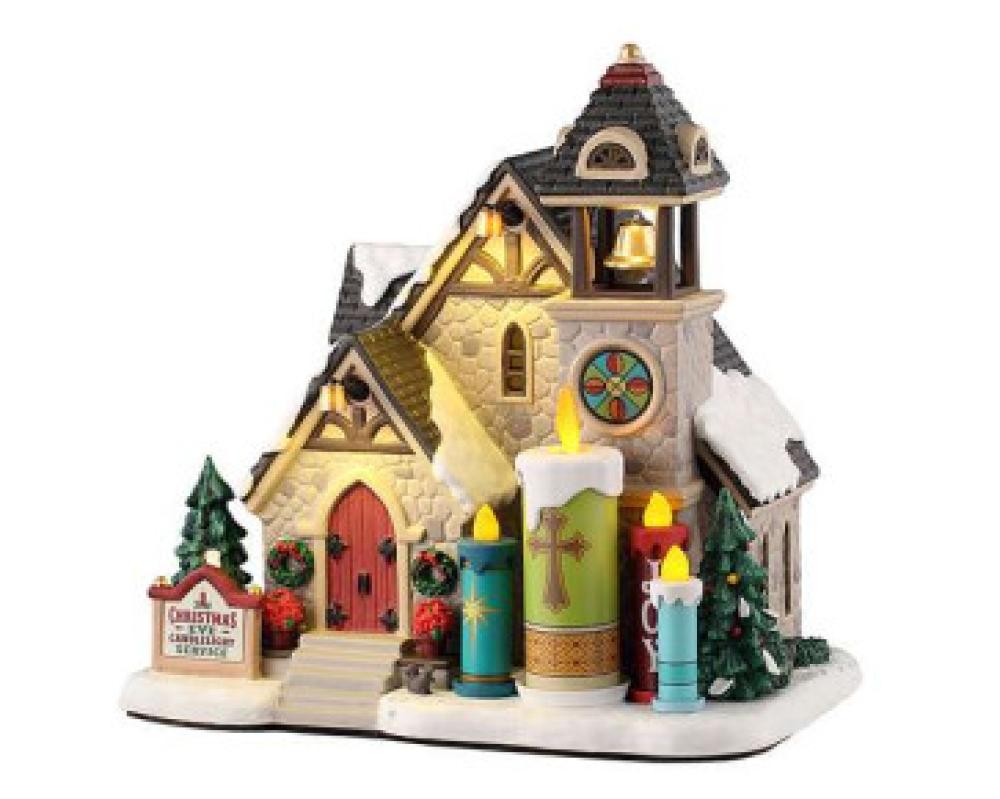 Lemax Kerzenlicht Kirche + 4,5 Volt Adapter - 55310-EU