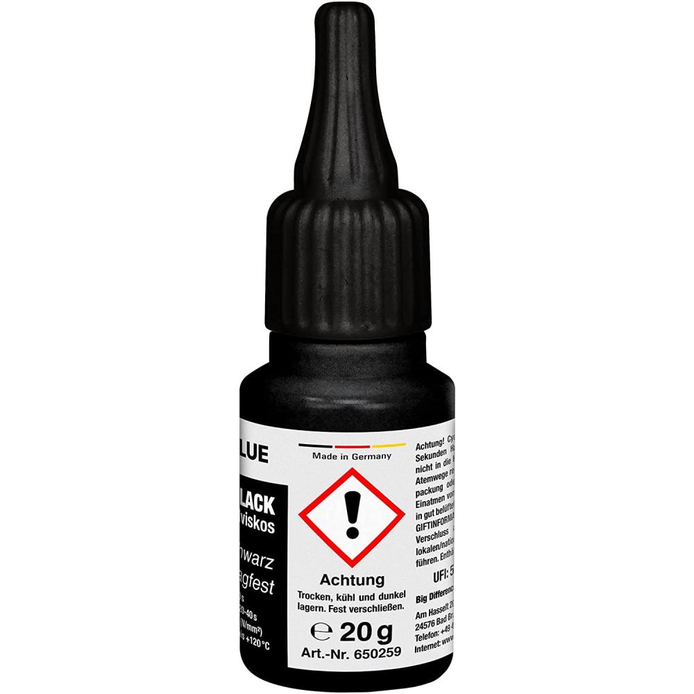 Everglue Sekundenkleber schwarz schlagfest mittelviskos 20g Dosierflasche