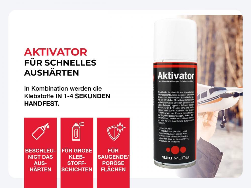Everglue Sekundenkleber niedrigviskos + mittelviskos + hochviskos à 20g Dosierflasche + Aktivator Spray Aushärtungsbeschleuniger 200ml Aerosol