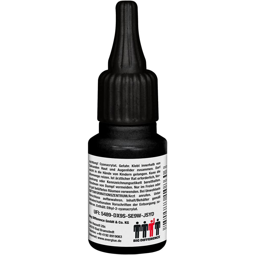 Everglue Sekundenkleber schwarz schlagfest mittelviskos 20g Dosierflasche