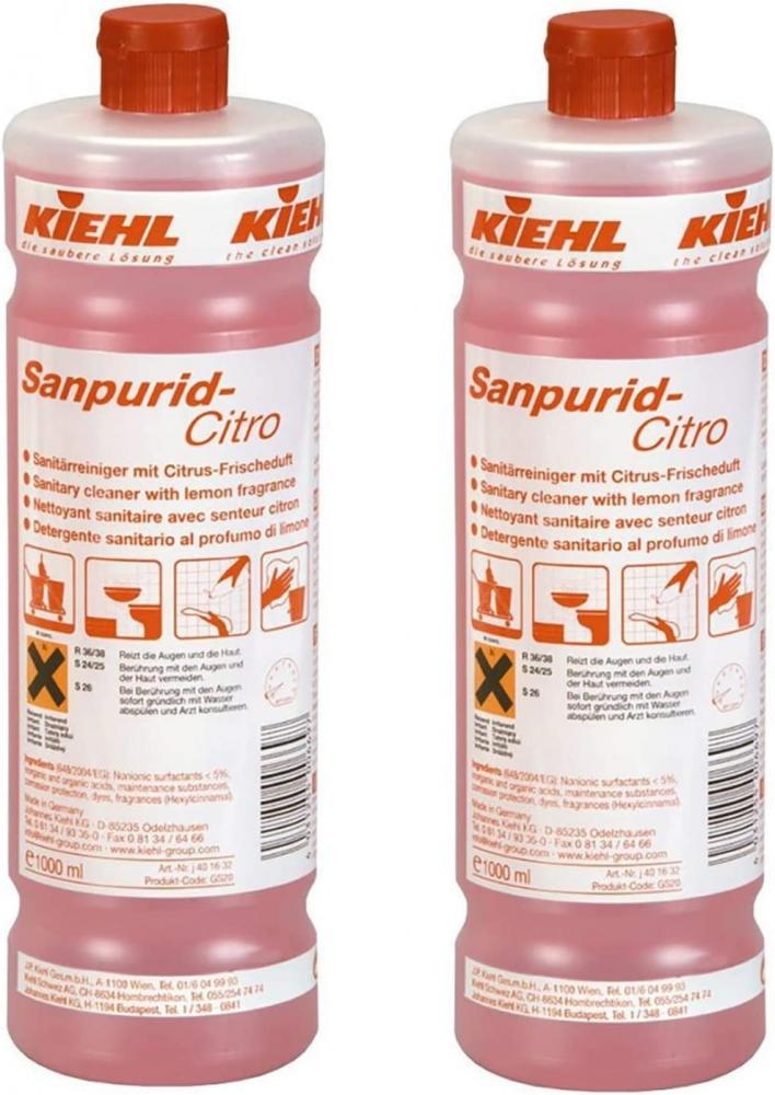 Sanpurid-Citro (2 x 1 ltr.) - Sanitärreiniger - Kalklöser- Badreiniger - WC Entkalker - Urinsteinlöser