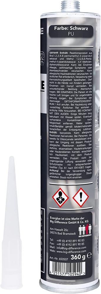 Everglue 1K PU Karosseriekleber flexibel silikonfrei schwarz 360g Kartusche