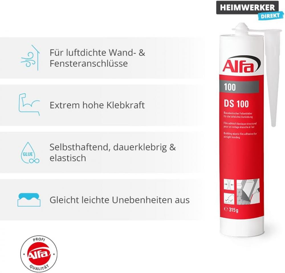 Alfa DS 100 Folienkleber 315 g – Verklebung von Dampfbremsfolien