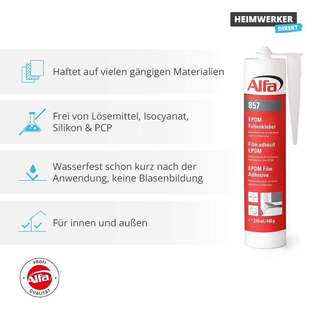 4x Alfa EPDM-Folienkleber 440 g – Der Profi-Klebstoff für elastische Verklebungen von EPDM-Folien