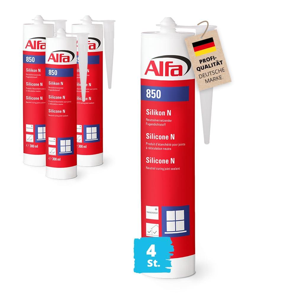 4x Alfa Silikon N (Bau-Silikon) Transparent (300 ml)