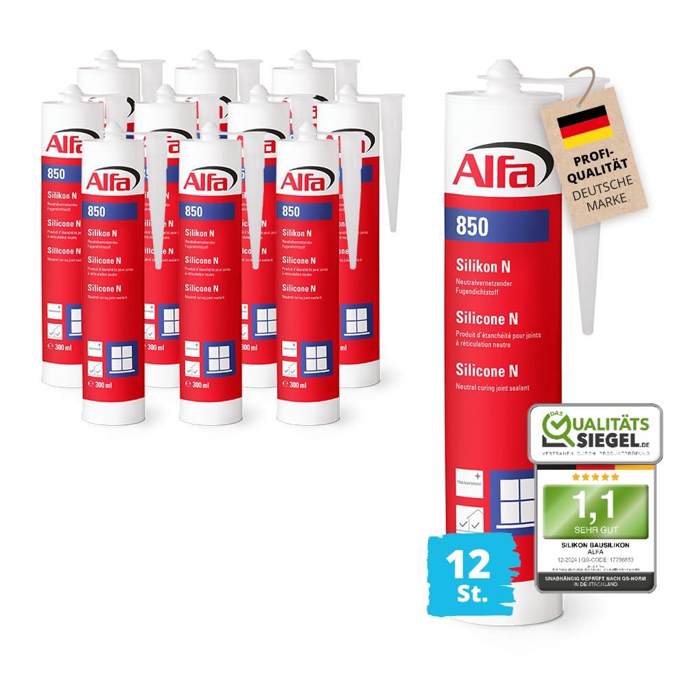 12x Alfa Silikon N (Bau-Silikon) Transparent (300 ml)