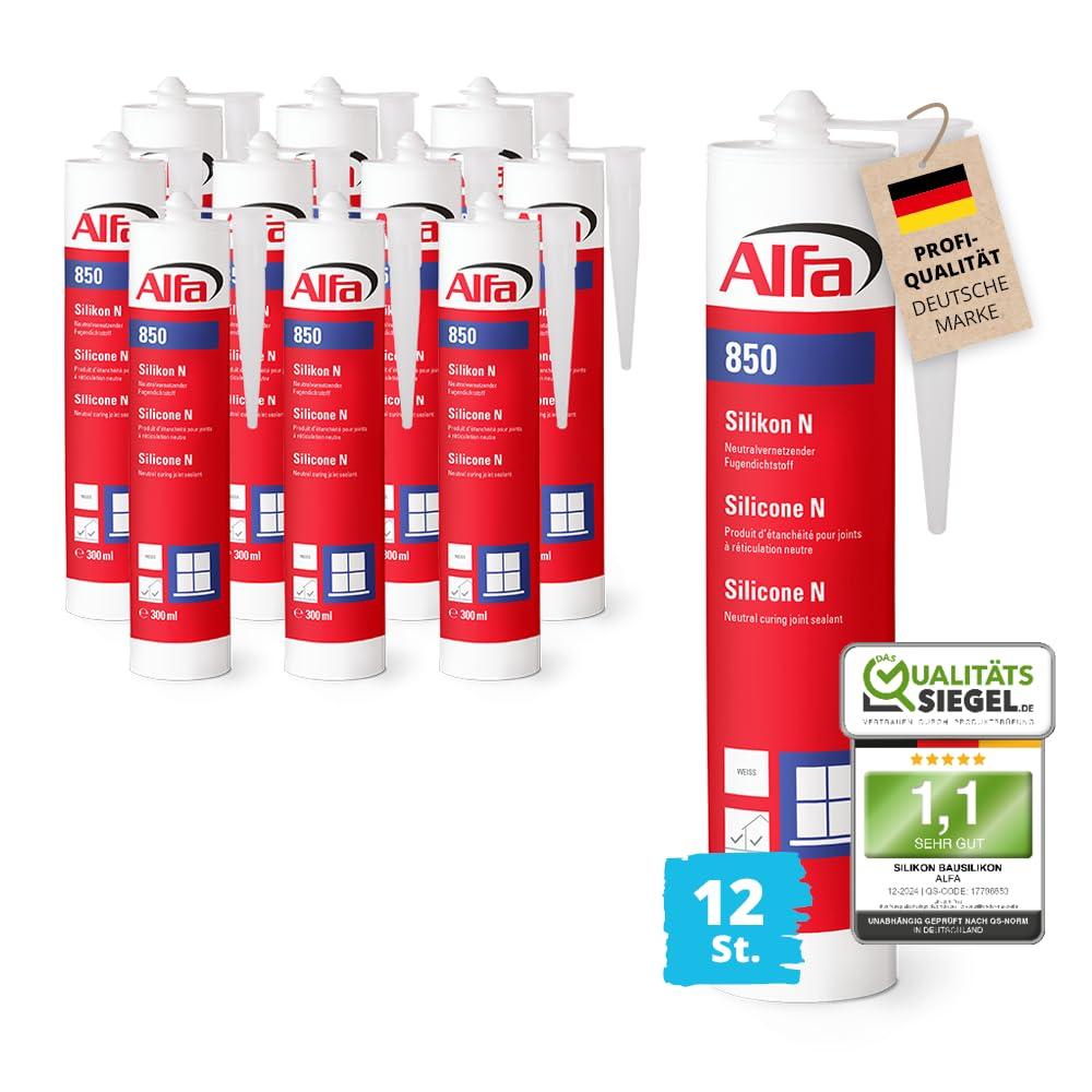 12x Alfa Silikon N (Bau-Silikon) Weiß (300 ml)