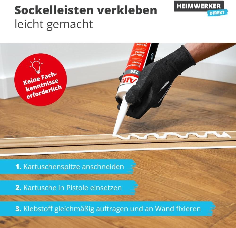 4x Alfa Sockelleistenkleber (4 x 440 g) – Der Extrastarke, Pastöse Fugenfüller