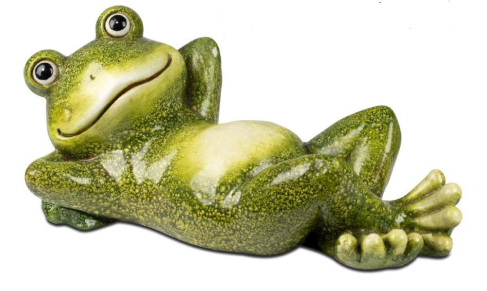 Frosch Figur liegend – 35–40 cm – aus Magnesia, handbemalt