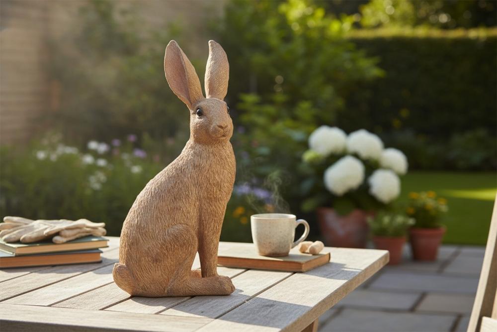 Hase Klassik-Braun 36cm aus Kunststein gefertigt