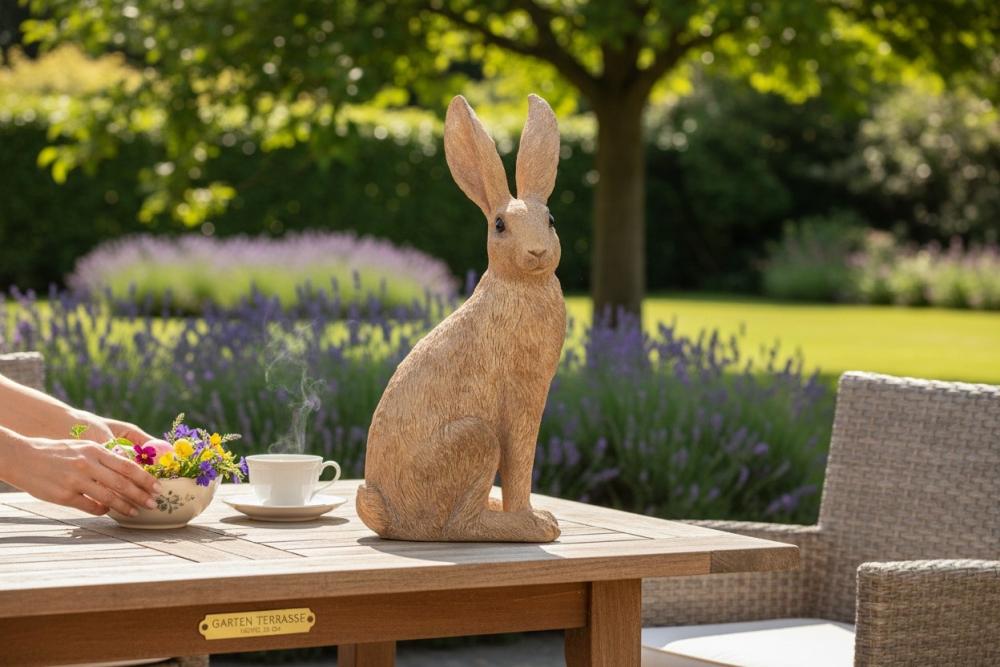 Hase Klassik-Braun 36cm aus Kunststein gefertigt