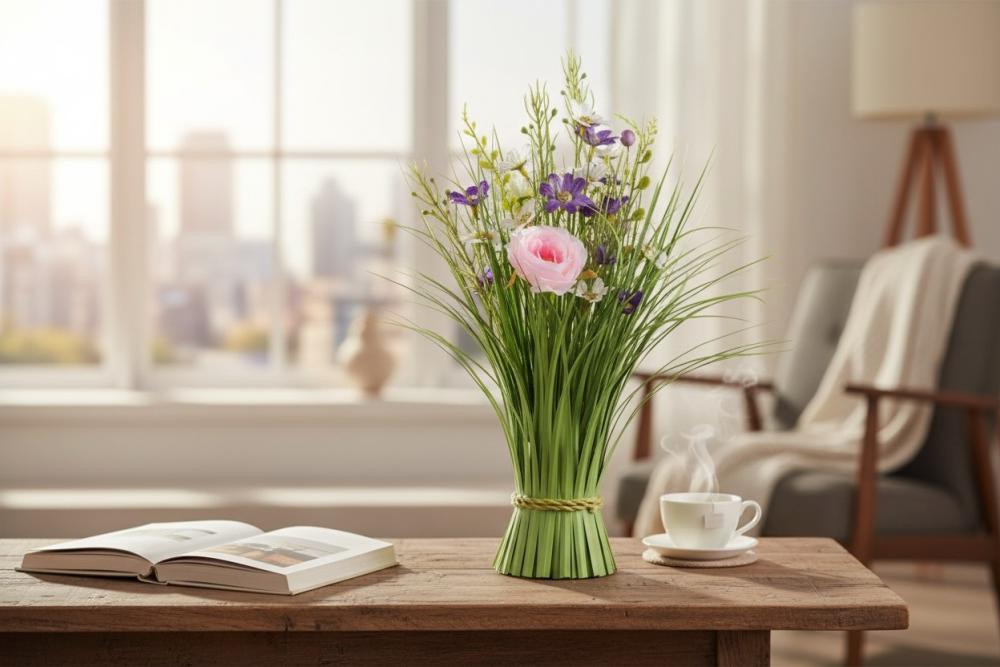 Grasbüschel stehend mit Frühlings-Blumen 40cm