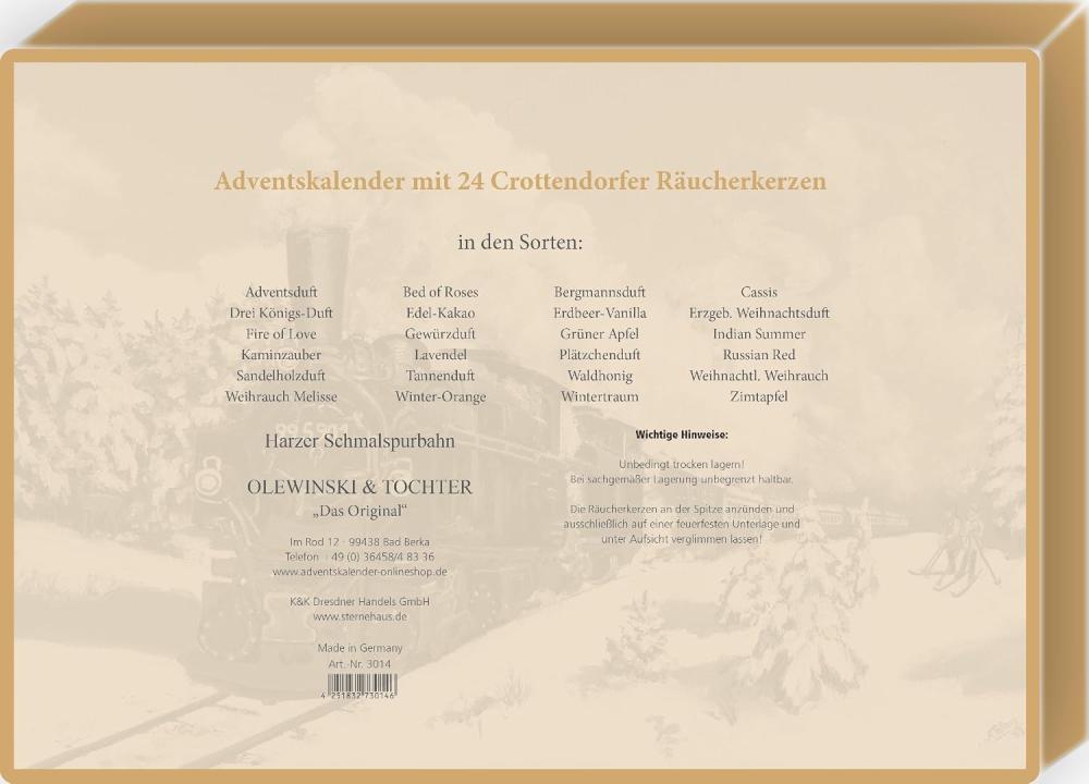 Räucherkerzen Adventskalender – 24 duftende Überraschungen mit der Harzer Schmalspurbahn