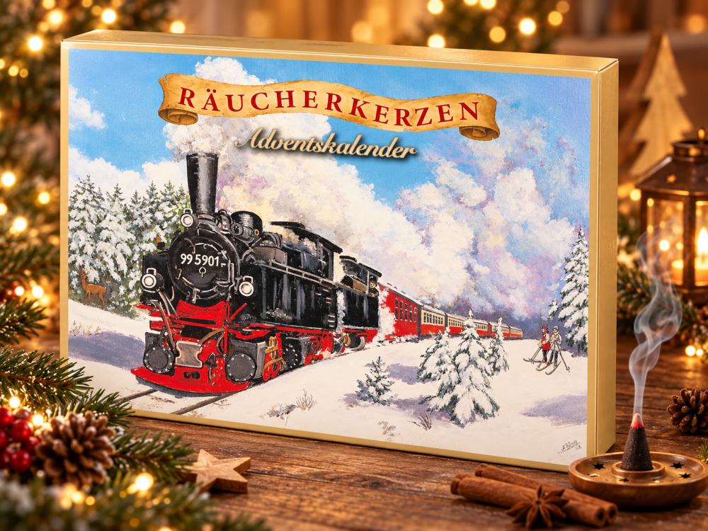 Räucherkerzen Adventskalender – 24 duftende Überraschungen mit der Harzer Schmalspurbahn