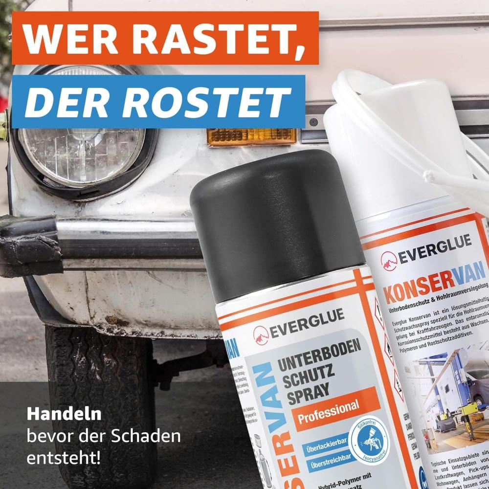 Everglue Konservan Professional Unterbodenschutzspray, schwarz, 500 ml Aerosol