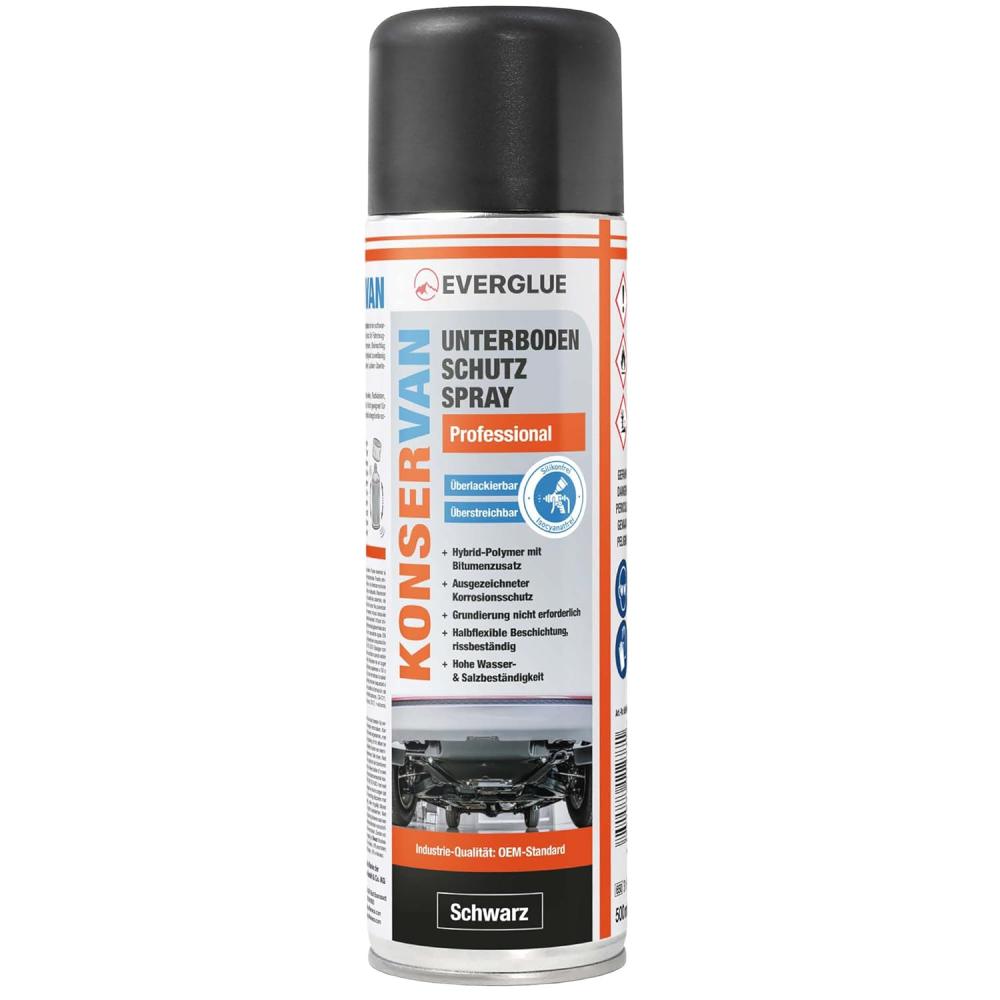 Everglue Konservan Professional Unterbodenschutzspray, schwarz, 500 ml Aerosol