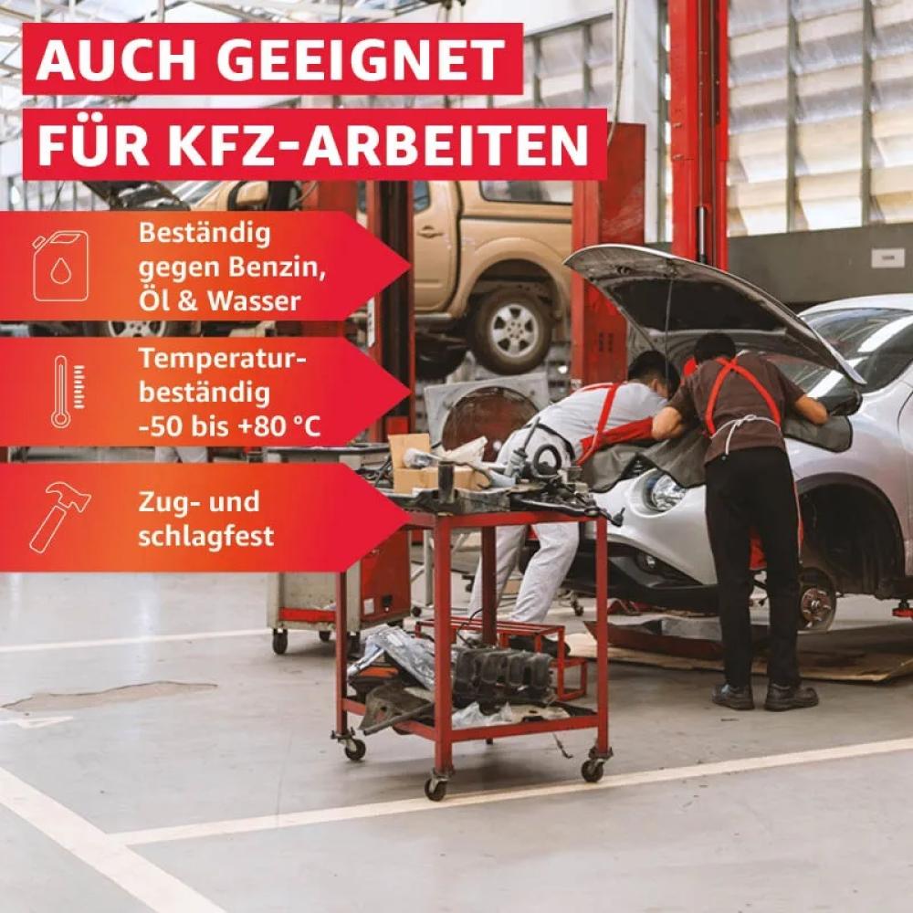 Für Teile unter starker Belastung! Bis zu 300% dehnbar. Beständig gegen UV-Strahlung. Beständig gegen Witterung. Beständig gegen Salzwasser. Beständig gegen Feuchtigkeit.