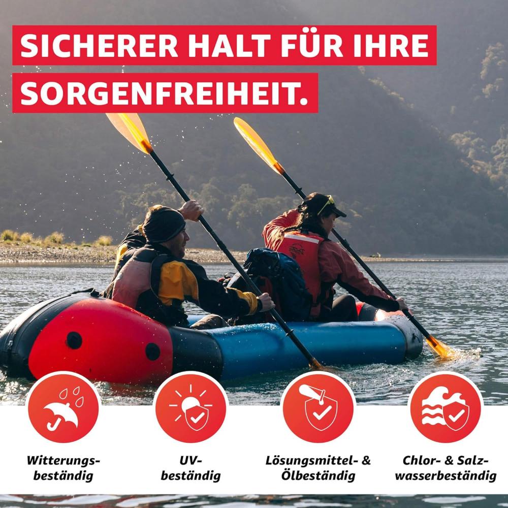 Sicherer halt für Ihre Sorgenfreiheit: witterungsbeständig, UV-beständig, Lösungsmittel- & Ölbeständig, Chlor- & Salzwasserbeständig.