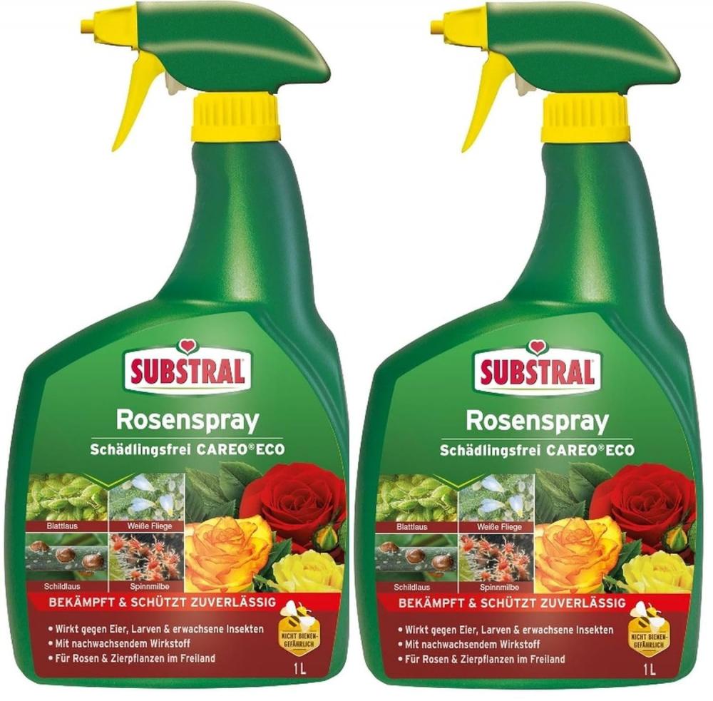 2x Substral Rosenspray Schädlingsfrei Careo ECO 1 Liter, gegen Schildläuse, Weiße Fliege, Blattläuse, Spinnmilben