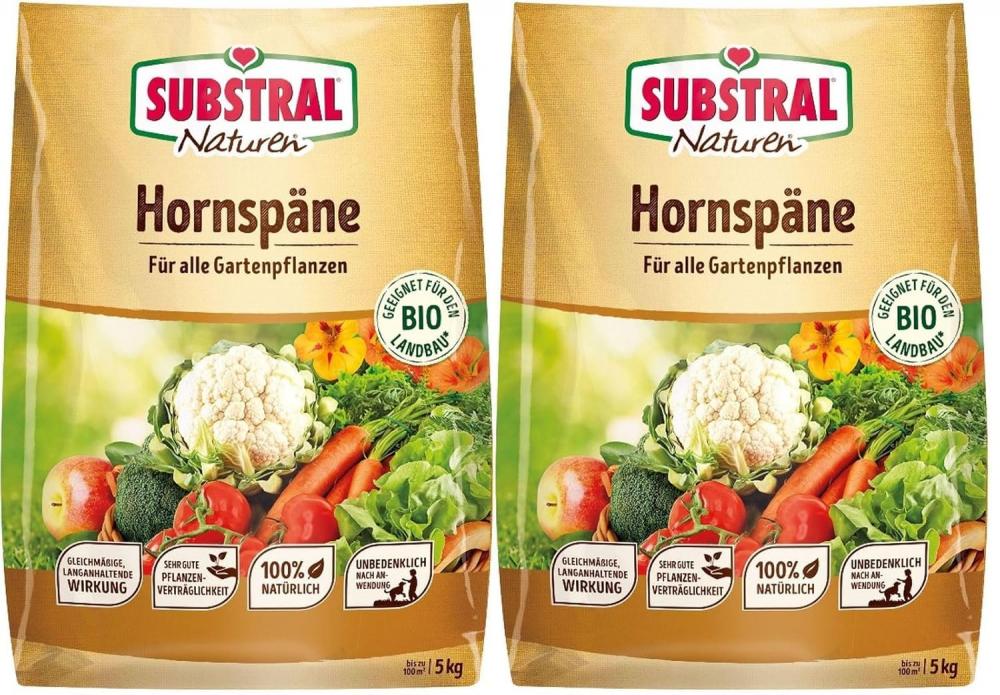 2x Substral Naturen Bio Hornspäne 5 kg, Organischer Dünger