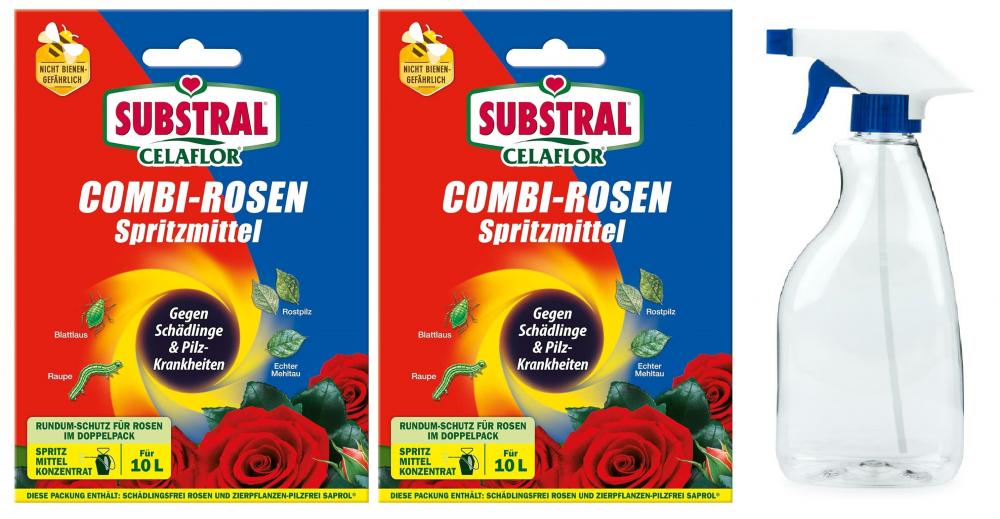 2x Substral Celaflor Combi-Rosen Spritzmittel 1x15 + 2 x 4 ml + Sprühflasche (500 ml)