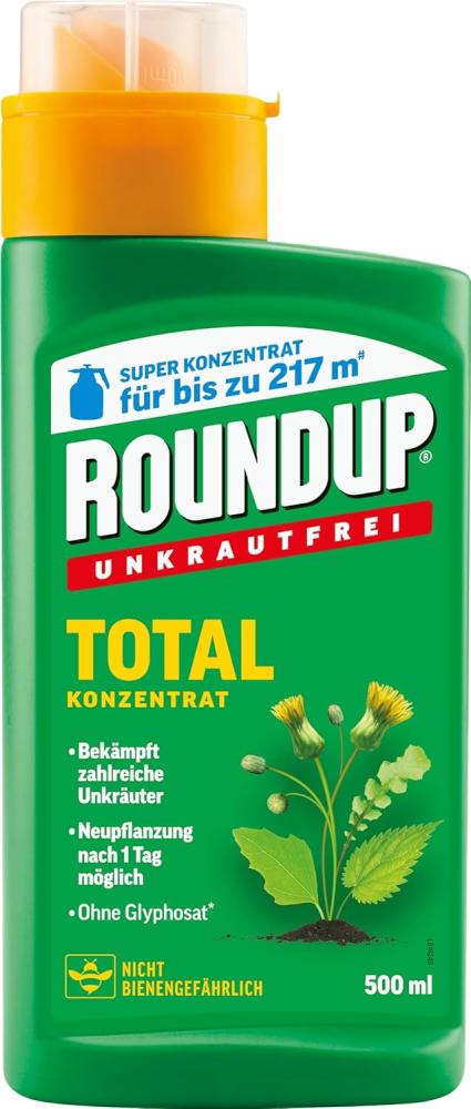 Roundup Unkrautfrei Total Konzentrat 500 ml + Drucksprühgerät 5 Liter