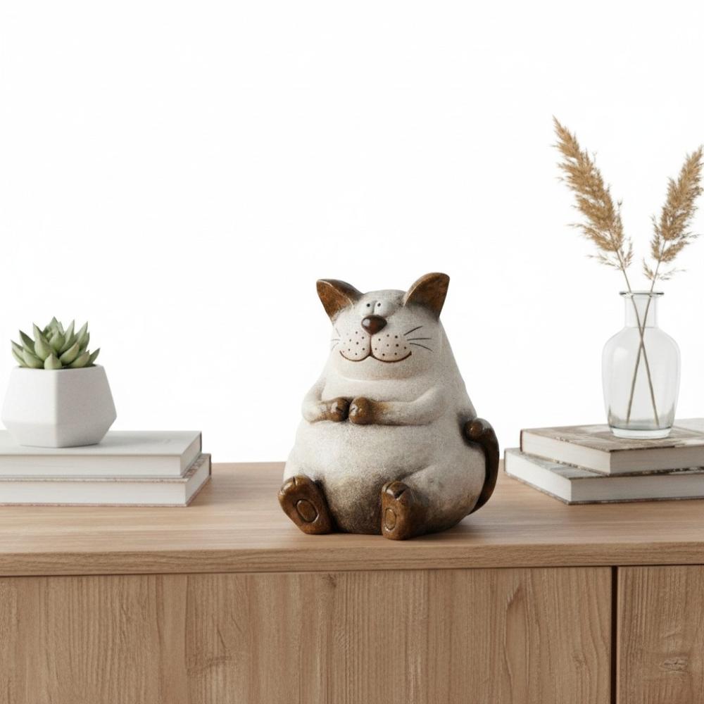 Dekokatze im Cartoon-Stil Creme-Braun 36 cm 704597