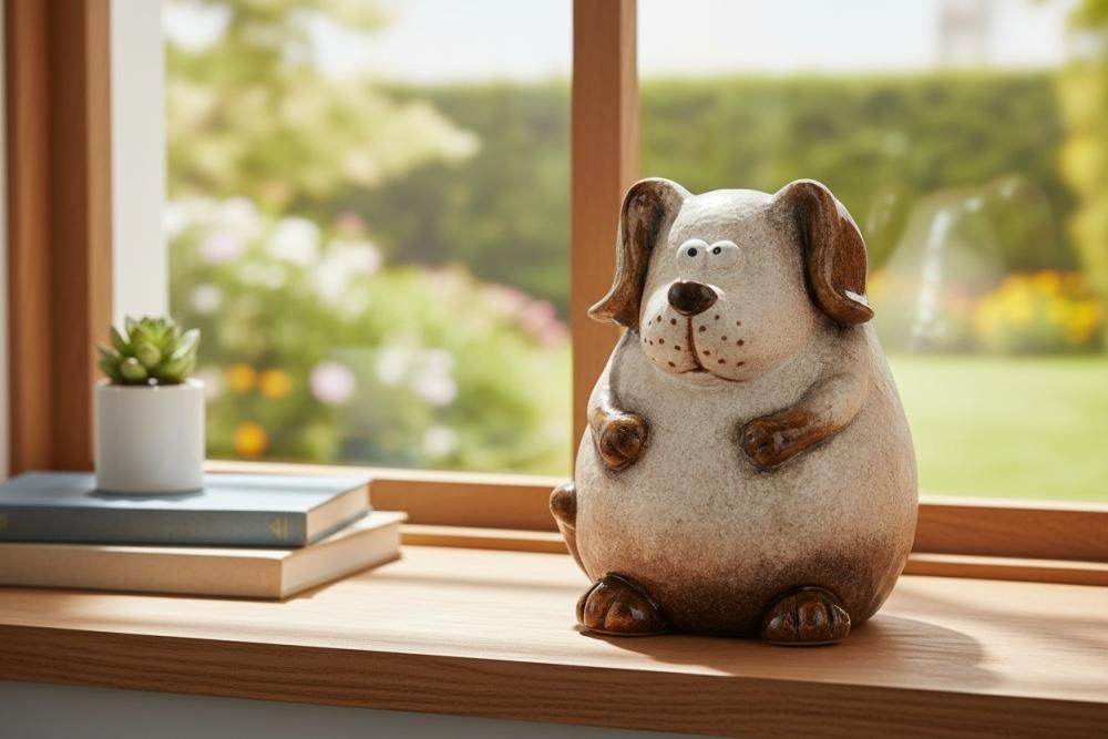 Deko-Hund Creme-Braun 24 cm Cartoon-Stil 704689