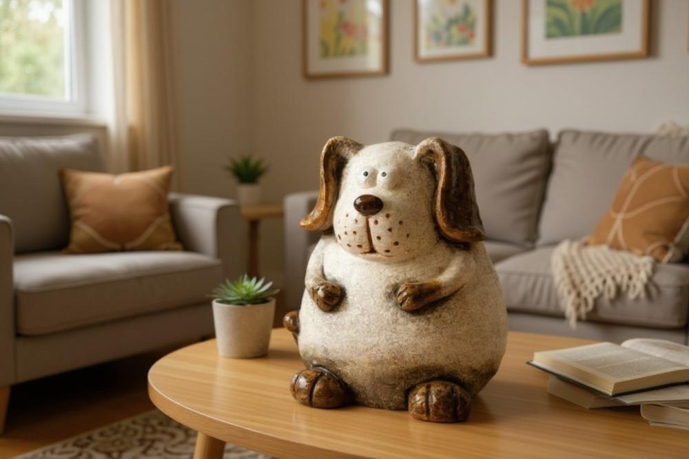 Deko-Hund Creme-Braun 36 cm Cartoon-Stil 704696