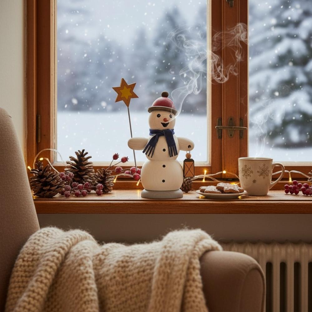 Kuhnert Räucherfigur Schneemann Sternsinger (13 cm)