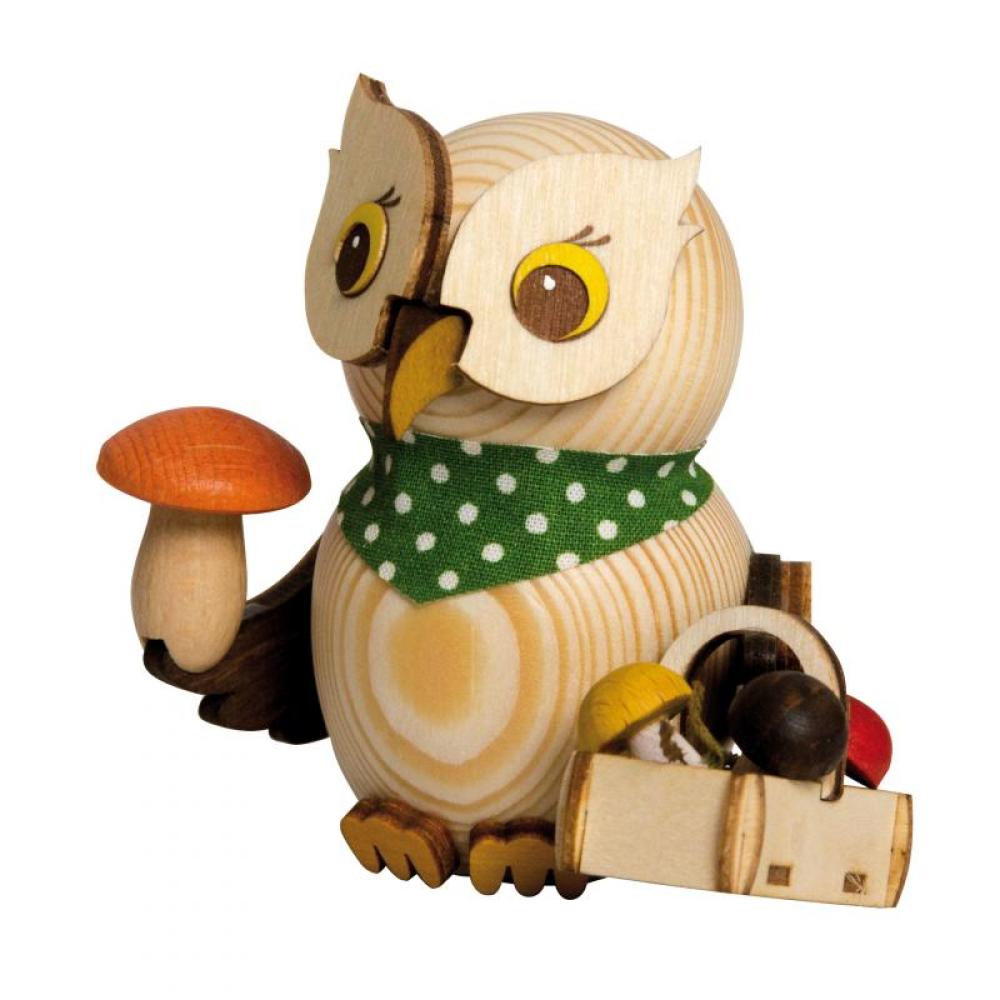 MINI Eule „Pilzsucher“ – Holzfigur von Kuhnert (ca. 7 cm)