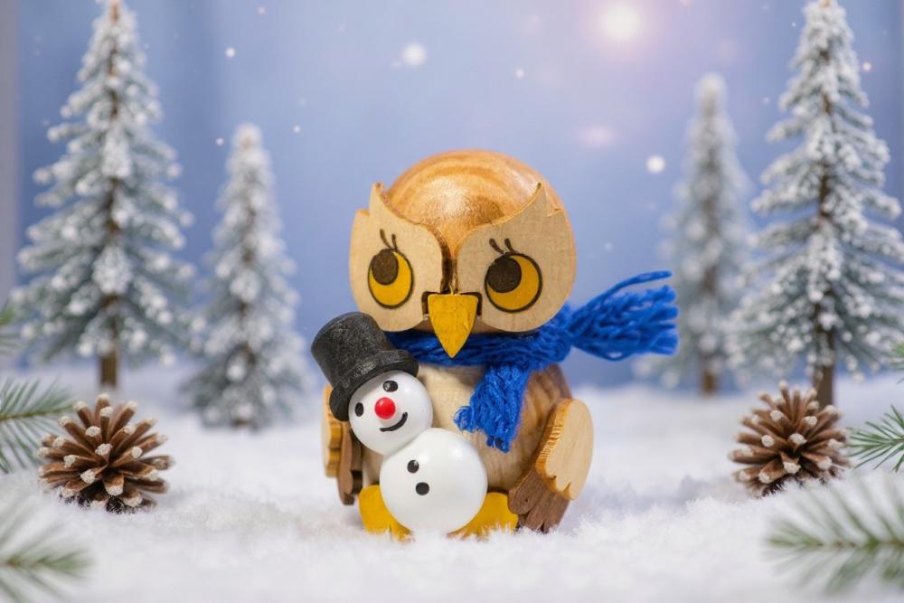 Kuhnert Eulenkind mit Schneemann 37426