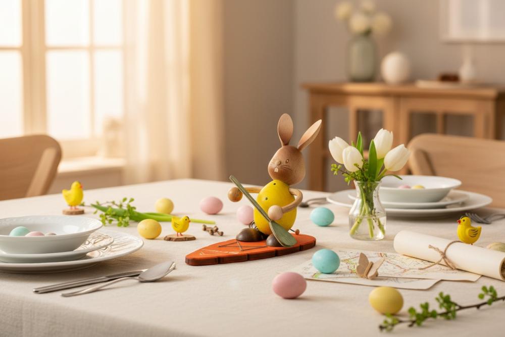 Stupsi Hase auf Stand Up Board – Originelle Osterdekoration aus dem Erzgebirge