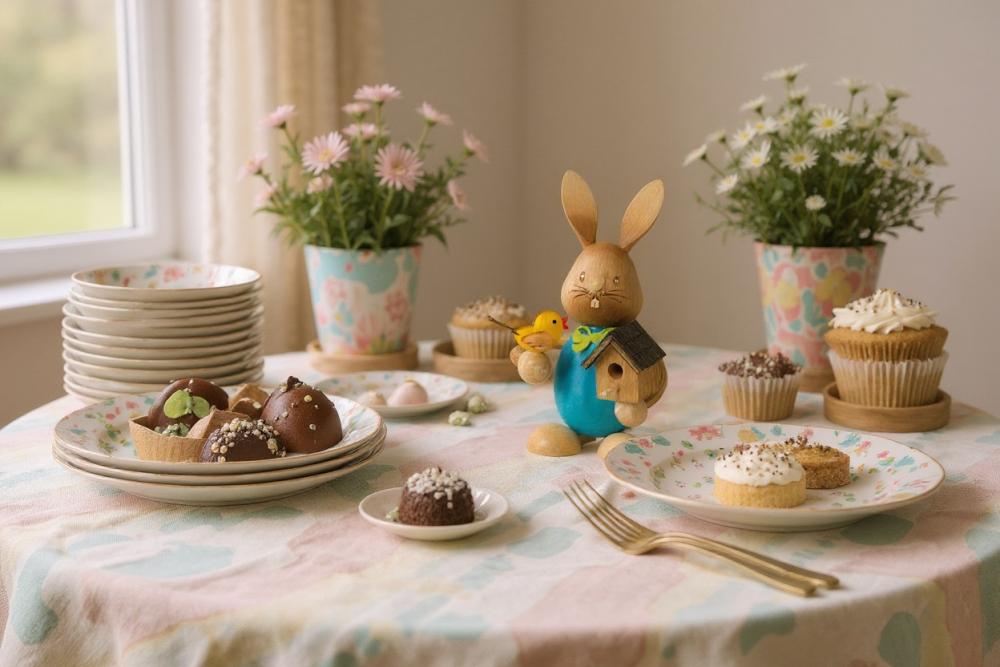 Stupsi Hase mit Vogelhaus – Liebevolle Osterdekoration aus dem Erzgebirge