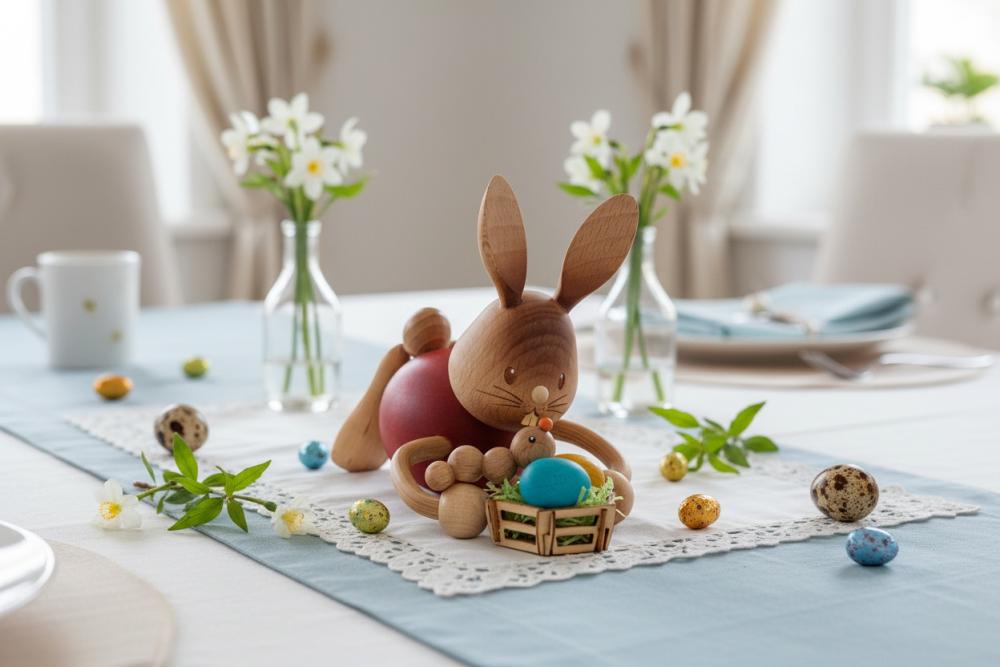 Stupsi mit Ostereierkorb Frühlingsdeko Kuhnert Erzgebirge