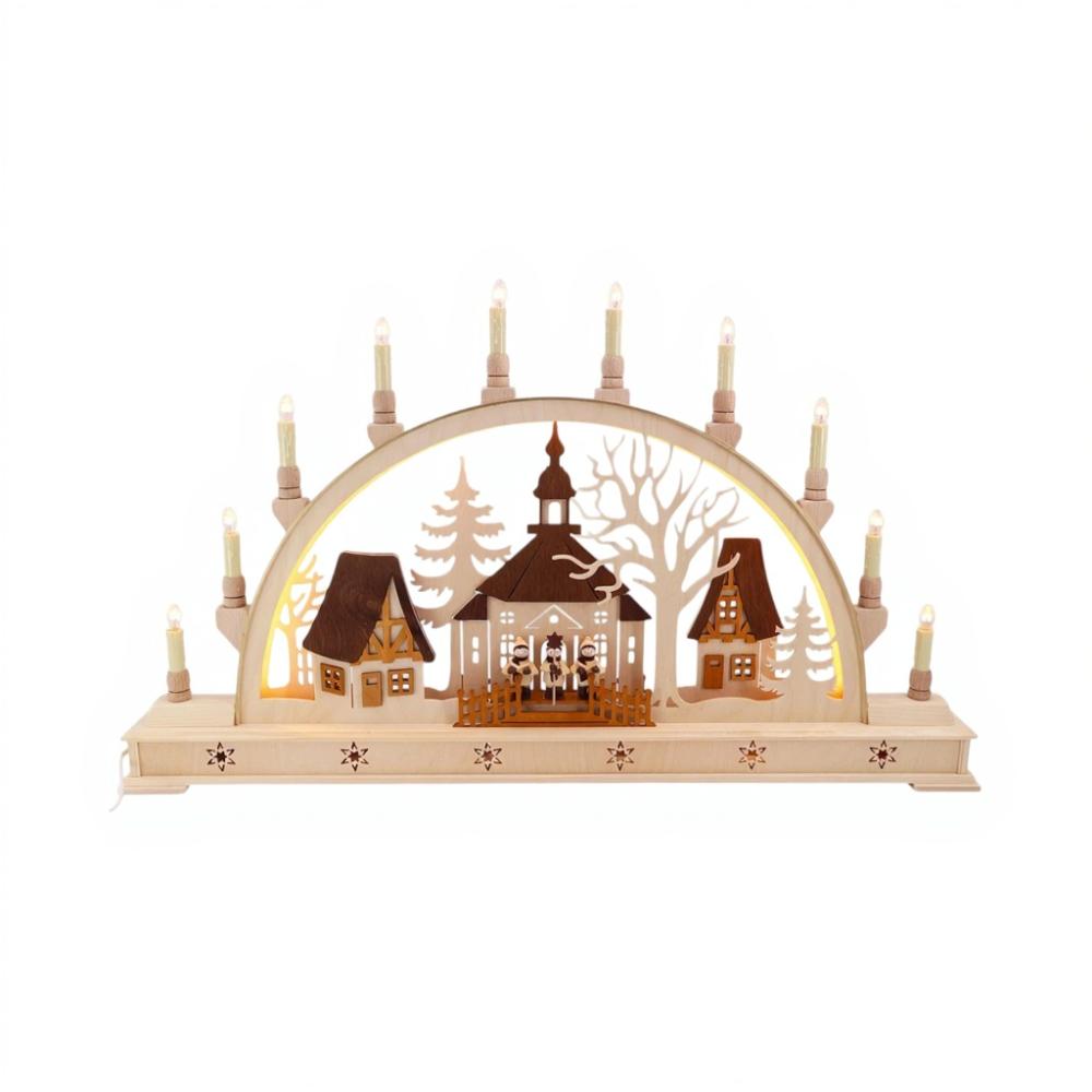 Seidel Schwibbogen „Kirche mit Sternsängern“ – LED beleuchtet, 78 x 45 cm