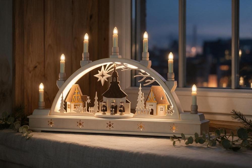 Seidel Schwibbogen „Seiffener Kirche mit Kurrende“ – 63 cm mit LED-Innenbeleuchtung – Neuheit 2026 640-17S-LED
