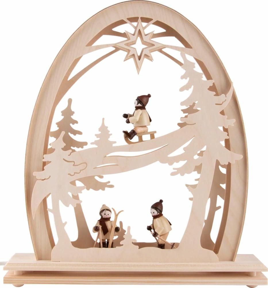 Seidelbogen „Wintersportler“ mit LED-Beleuchtung – 31 × 33 cm 812-G-LED