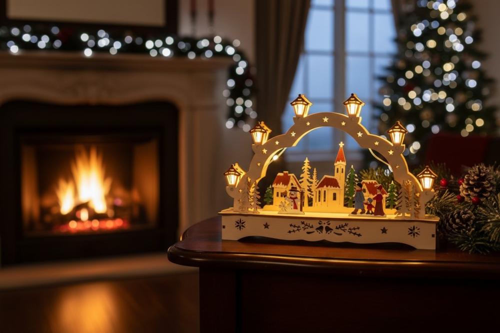 InLit Festive Village – Beleuchtetes Weihnachtsdorf aus Holz – 28 cm 2590065