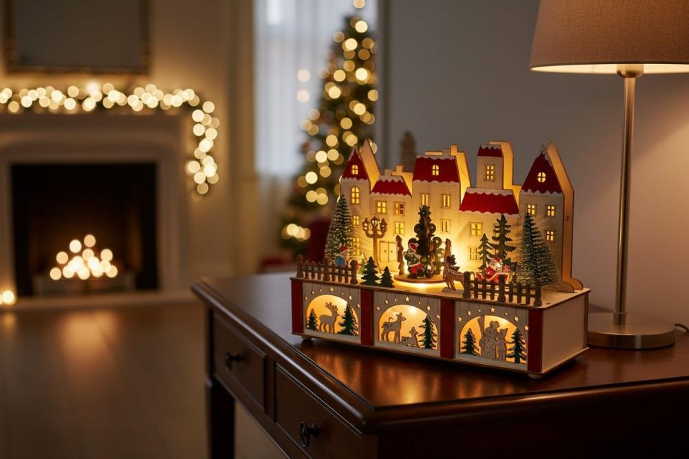 InLit Yule Town – Beleuchtetes Weihnachtsdorf mit Musik & Bewegung – 28 cm 2590076