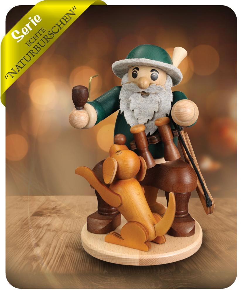 Räucherfigur "Förster mit Hund" 5208 Maße (LxBxH): 12 x 14 x 25 cm