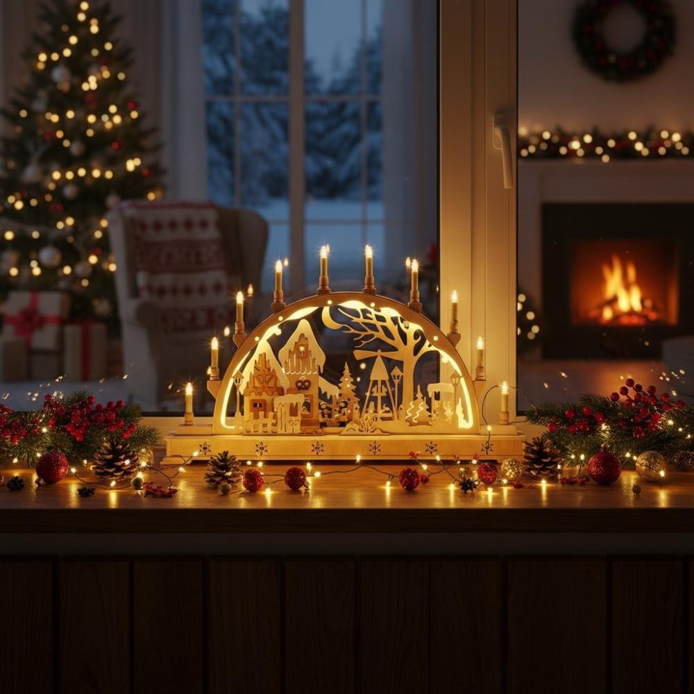 Schwibbogen „Weihnachtsmarkt“ 46-S-LED Holger Seidel, Schönheide